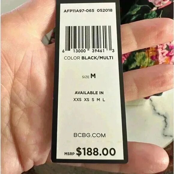 BCBGMAXAZRIA Women chiffon blouse. Off shoulder fitted, asymmetrical. Size M NWT - Picture 9 of 9